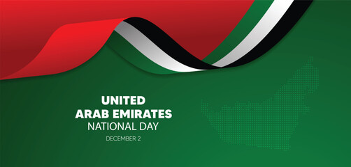 united Arab emirates national day flag ribbon dotted map vector poster