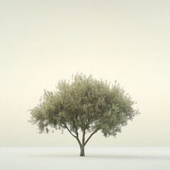 Morning Light on Olive Tree Against Earthy Backgrounds: A Serene Natural Scene