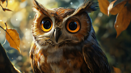 Whimsical Cartoon Owl with Bright Eyes