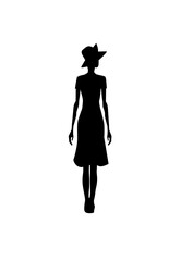 Silhouette of a woman figure lady in a hat.