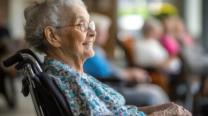 Senior Woman in Wheelchair Enjoying a Social Moment