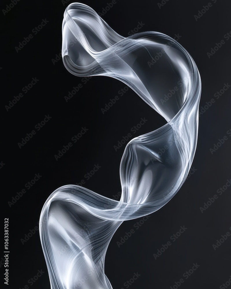 Poster glossy transparent liquid blob on dark background