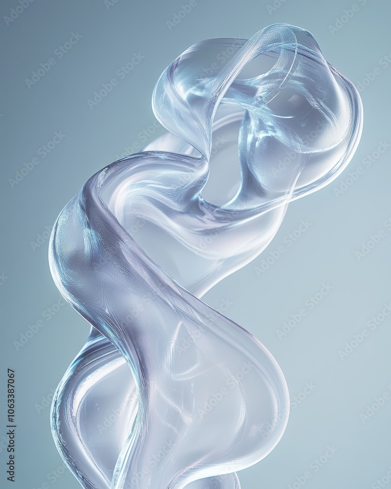 Poster glossy transparent liquid blob in abstract form