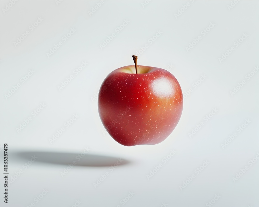 Poster minimalist red apple floating on white background simplicity and purity concept