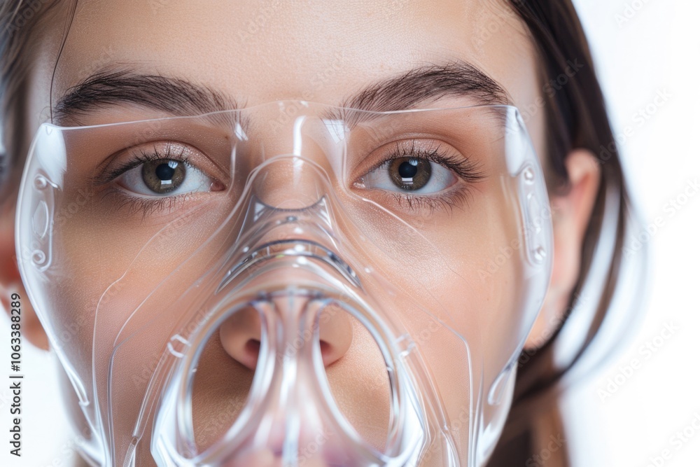 Poster close-up of a person's face with a mask on, suitable for use in themes about anonymity or disguise
