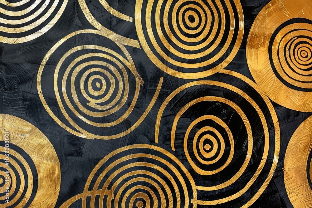 Poster A detailed view of a shiny gold and black background, suitable for use in designs and projects where metallic colors are needed