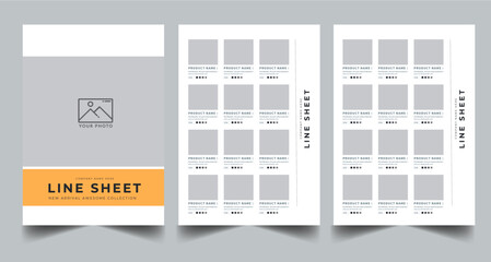  Line Sheet, Product Catalog Design Layout Template With 3 page design concept
