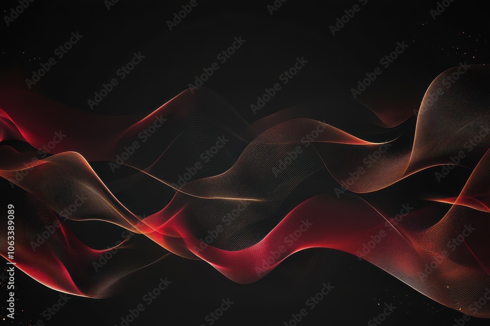 Poster minimalist black background with soft flowing lines
