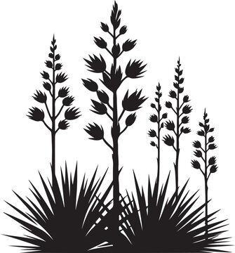 yucca plant silhouette vector art illustration