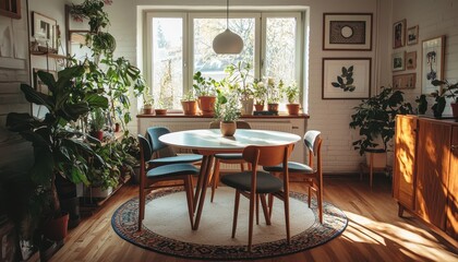 Cozy Scandinavian Dining Space with Round Table