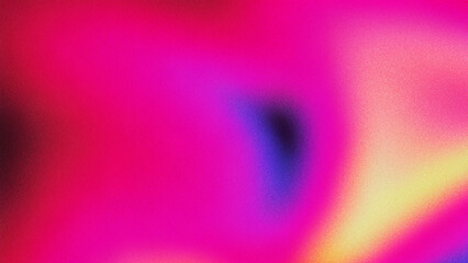 Pink, blue, and yellow gradient background texture with a granular and speckled appearance, featuring heavy grain and pronounced noise for a bold aesthetic