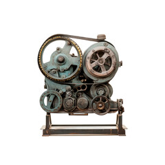 Obraz premium Vintage Industrial Machinery with Gears and Belts