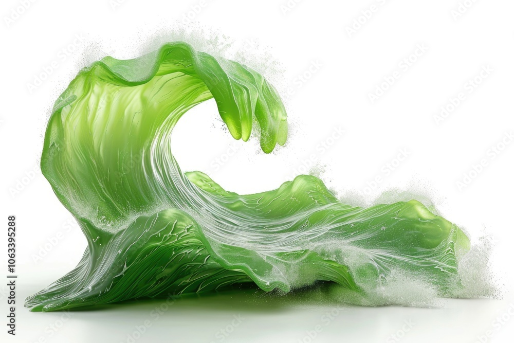 Poster A large green wave breaks on a white surface, creating a dramatic visual effect