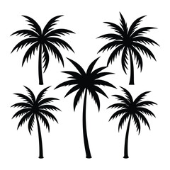 Fototapeta premium Set of Palm Trees Silhouettes Vector – Tropical Nature Illustration