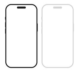 Smartphone Iphone icons, black and white models smartphone, mobile phone with empty screen, smartphone mockup front view, mobile phone, ui, ux
