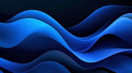 Wave shapes flow across a blue and black abstract background