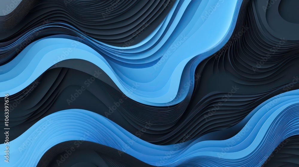 Poster Abstract waves in shades of purple and black create a dynamic, flowing pattern.