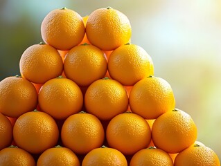 Vibrant Pyramid of Fresh Sunlit Oranges Symbolizing Natural Sweetness and Energy