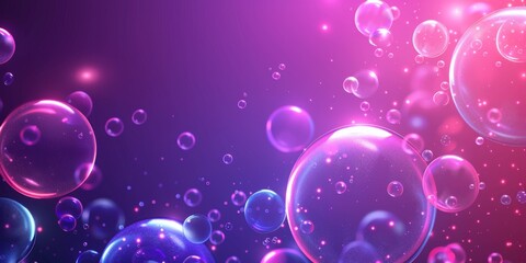 Neon banner background with bubbles. Outline neon with inclined bubble frame. background with bubbles