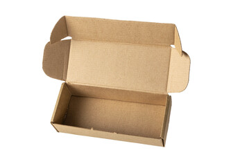 Open Cardboard Box on White Background for Packaging and Shipping Concepts. Transparent background.