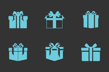 Gift Boxes Collection Icons Logo and Vector Silhouettes Set