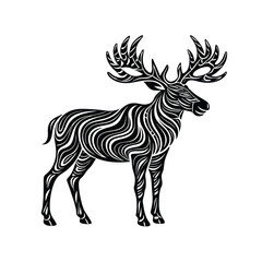 Stag Deer Moose Vector Illustration Icon Silhouette for Wilderness Exploration