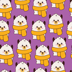 seamless pattern cartoon llama in winter. cute animal wallpaper for fabric print, gift wrap paper