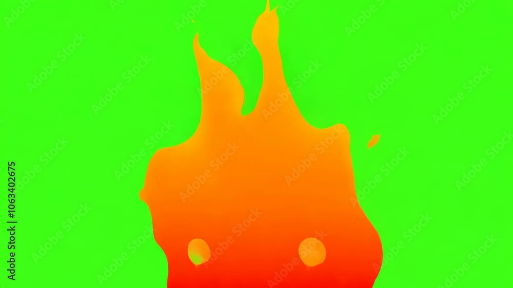 Poster flame animation on a green screen background for vfx and compositing