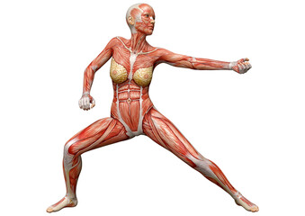 3D Rendering Female Anatomy Figure on White
