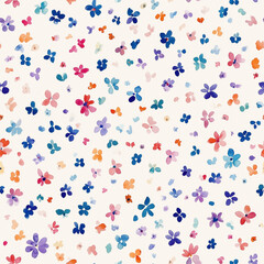 Watercolor floral seamless pattern print hand painting with abstract flowers and plants, design texture. Tileable Seamless pattern watercolor floral pattern for textile, stationery, wedding deisgn