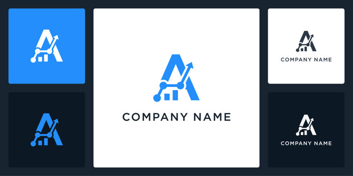 Modern letter A fintech logo and icon editable vector