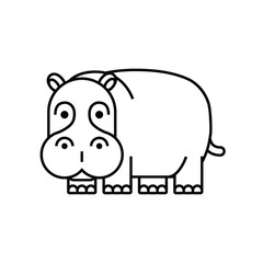Hippo line icon. Cute hippo mascot cartoon character. Vector illustration in cartoon style.