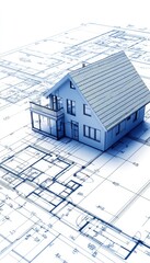 Blueprints of New Suburban Home, Mortgage Loans Architecture Residential Property Down Payment.