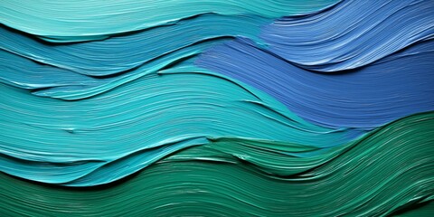 Fototapeta premium Colorful abstract texture with flowing paint in shades of blue and green.