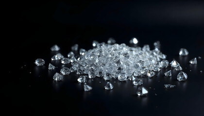 Diamonds with Light Reflections on Black Background