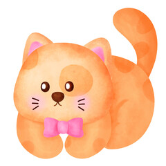 Cute cartoon orange cat.