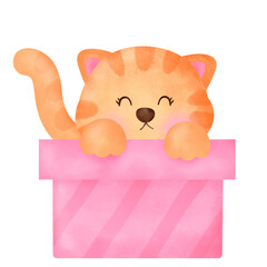 Cute cartoon orange cat.