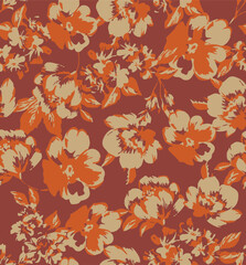 Obraz premium abstract, vector, monochrome, big flowers, all over textiles design, illustration digital image can be used for wrapping paper