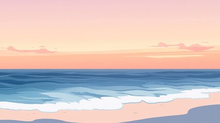 A beautiful sunset over the ocean, with gentle waves lapping on the shore.