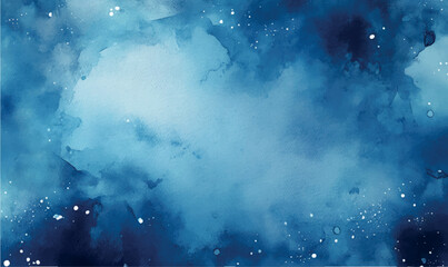 Watercolor deep blue background with subtle watercolor washes and small bright accents resembling the glow of stars on a frosty night	
