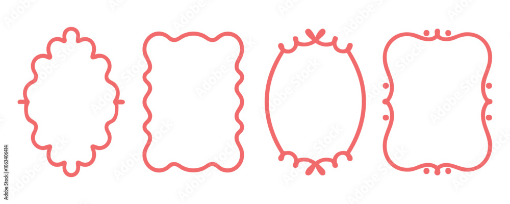 Poster set of four pink hand-drawn frames perfect for adding a touch of whimsy to your design.