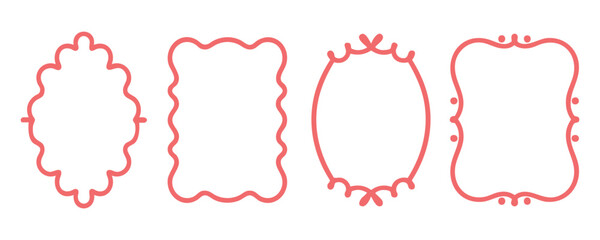 Set of four pink hand-drawn frames perfect for adding a touch of whimsy to your design.