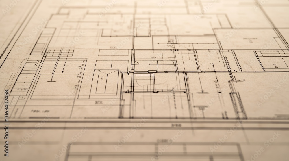 Poster close-up floor plan showing labeled rooms, precise dimensions, and structural details like walls and