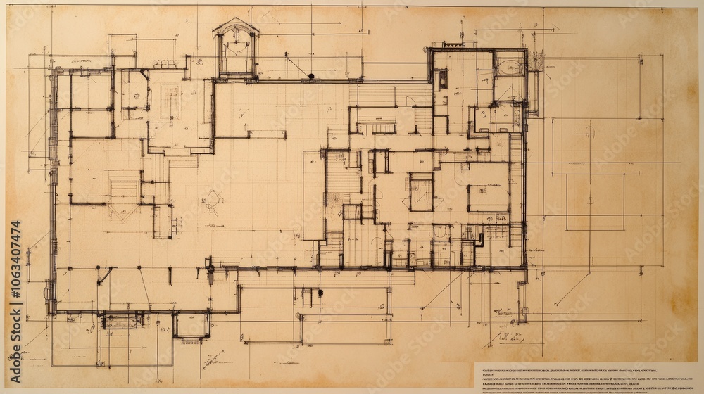 Poster close-up floor plan showing labeled rooms, precise dimensions, and structural details like walls and