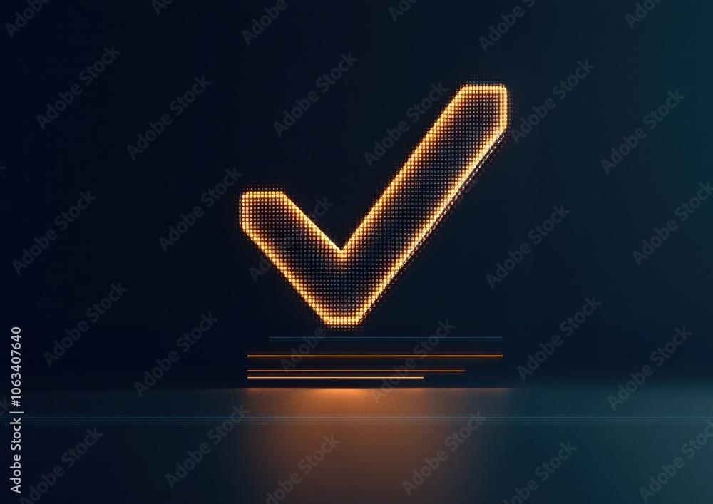Aufkleber a glowing digital checkmark symbol against a dark background, representing validation or confirmatio