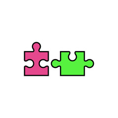 Two separate puzzle pieces. Color vector elements and parts.