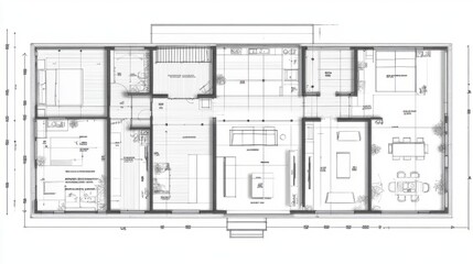 Detailed blueprint of a house floor plan, showing labeled rooms, wall thicknesses, and beam placements, with space for notes at the bottom