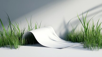 White Sheet Curled Under Lush Grass