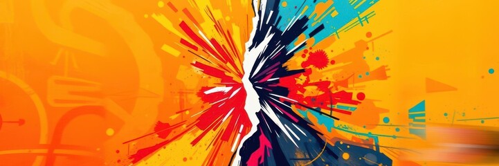 Fototapeta premium Abstract geometric pattern with two opposing sides in contrasting colors, creating a dynamic versus background, challenge, split