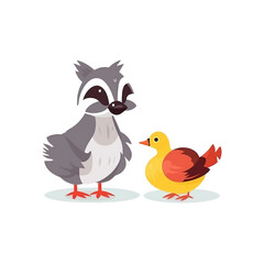 Cute Raccoon and Duckling Illustration